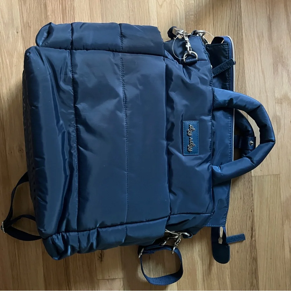 Itsy Ritzy Diaper Bag Puffy Nylon Backpack - Navy